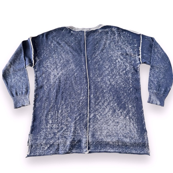 Sundance Reverse Print Split Neck Sweater in Chambray Size Medium - Picture 3 of 7